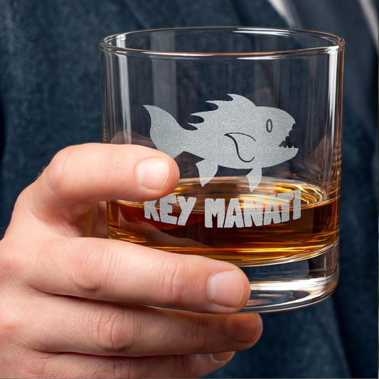 Key Manati Whiskey Glass, 10.5oz (Engraving)