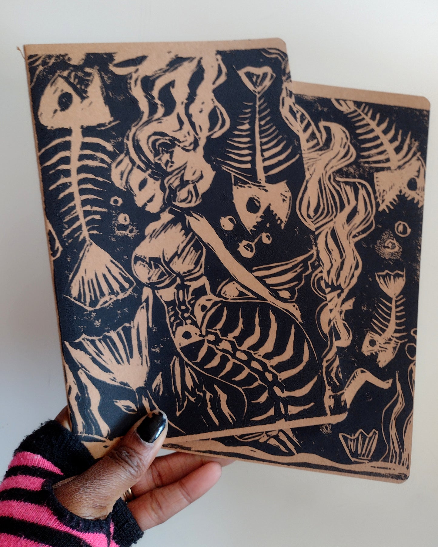 Linocut Notebook Set - Mermaid Bones