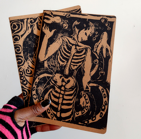 Linocut Notebook Set - Creepy Tentacles